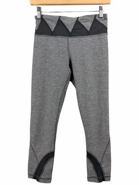 Lululemon Run Inspire Crop II Leggings Grey & Black Size 4